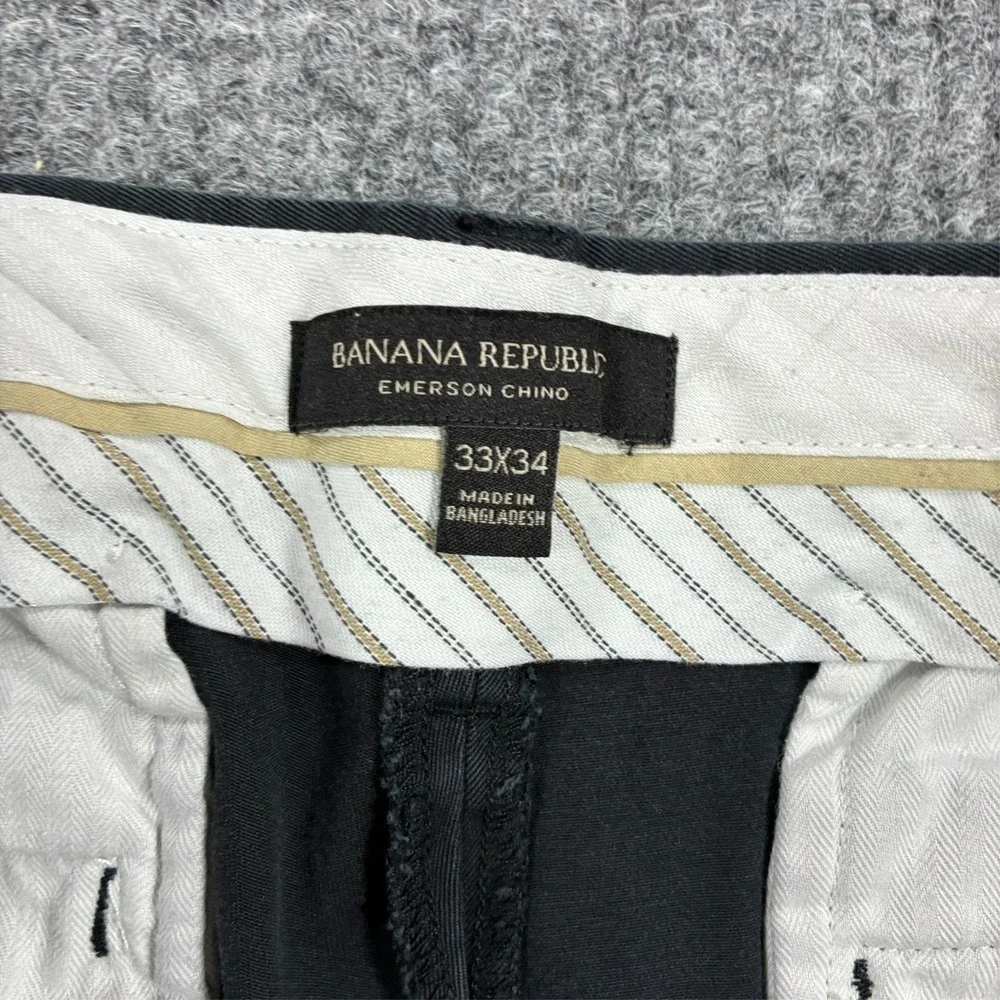 Banana Republic Emerson Chino Pants Mens Size 33x34 Slim Straight Black Casual